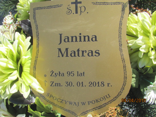 Janina Matras 1922 Góra Puławska - Grobonet - Wyszukiwarka osób pochowanych